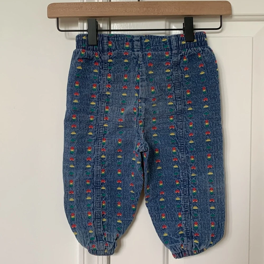 Oshkosh Toddler 18 Months Car Print Denim Jeans Pants Vintage 90s Boy Girl - Picture 3 of 7